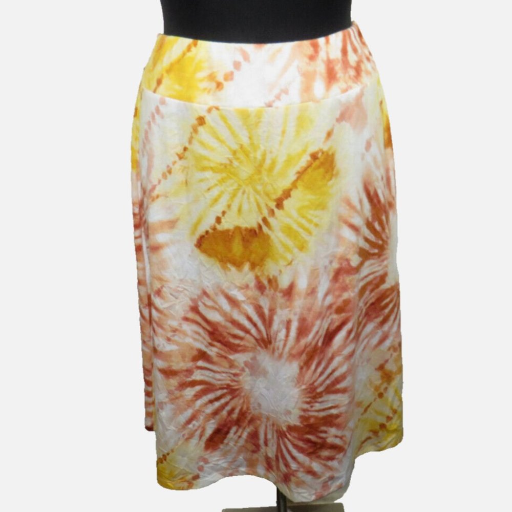 Cato Women's Rust Orange Multi Tie Dye Skirt Plus Size 14-16 - Picture 9 of 11